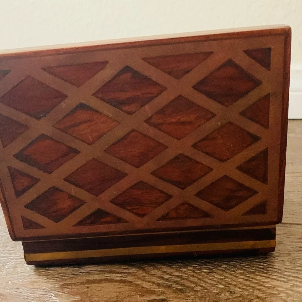 vintage wooden box with metal file